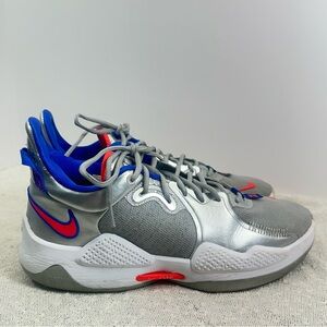 NIKE PG 5 Clippers Metallic Silver Basketball Sneakers Shoes Men's 11